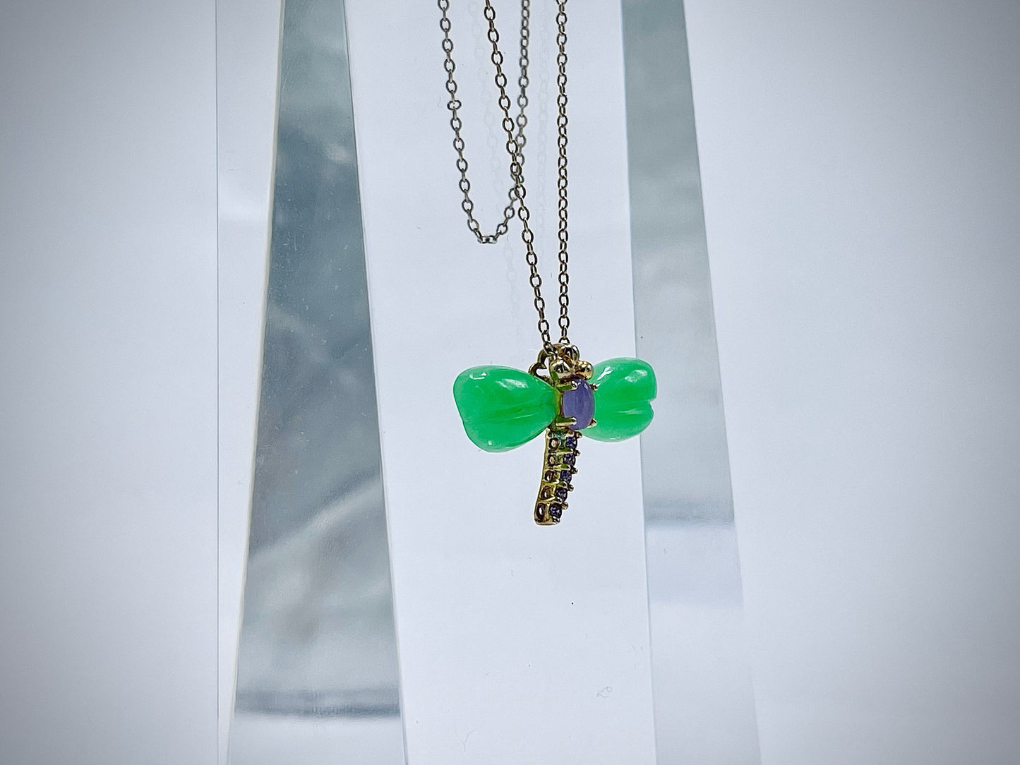 Sterling Silver Jade Dragonfly Pendant