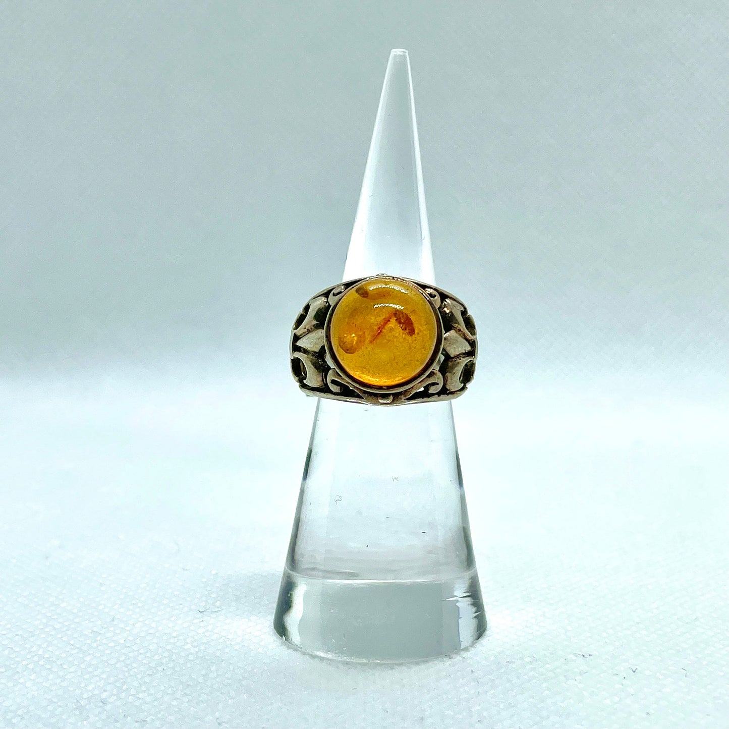 Amber Silver Ring