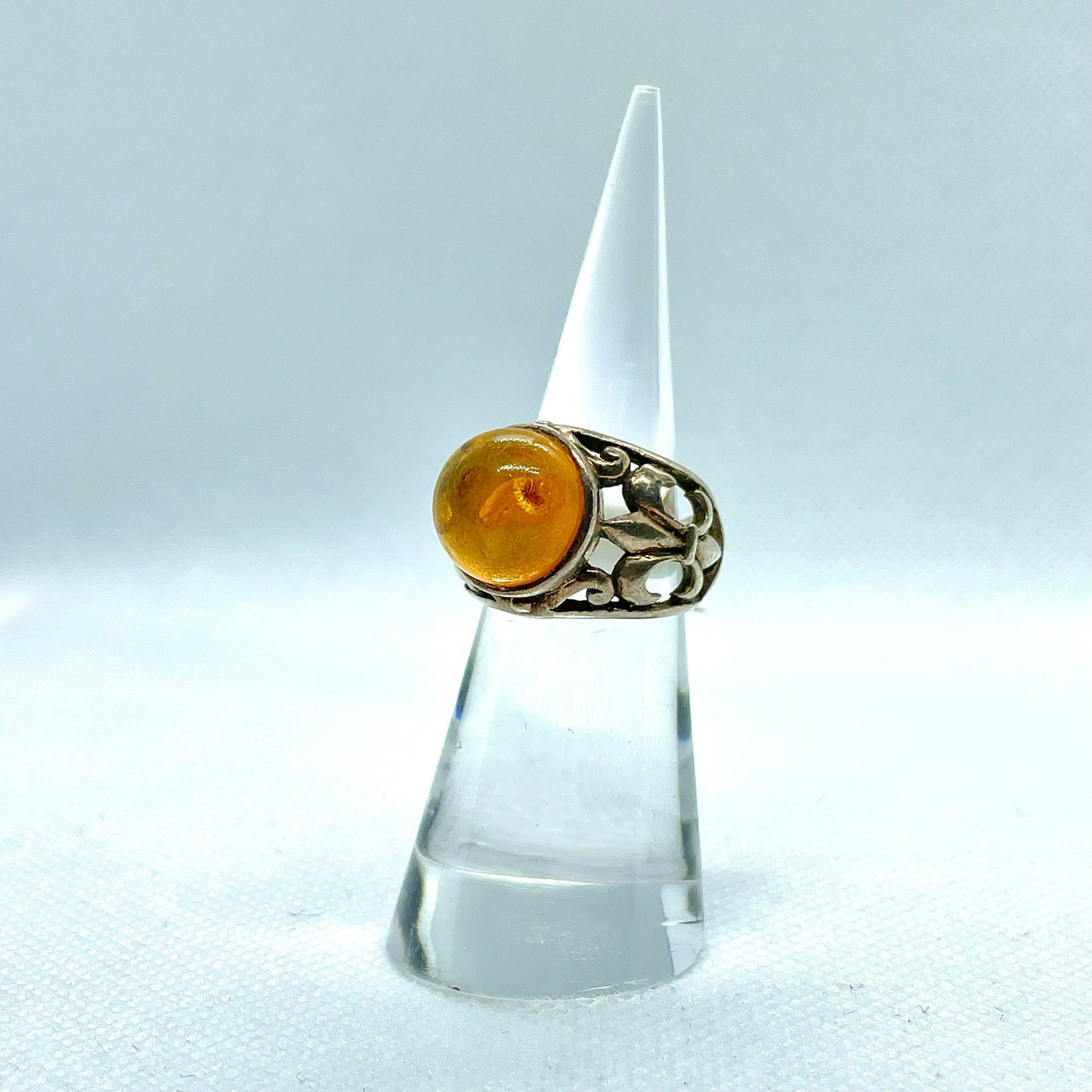 Amber Silver Ring