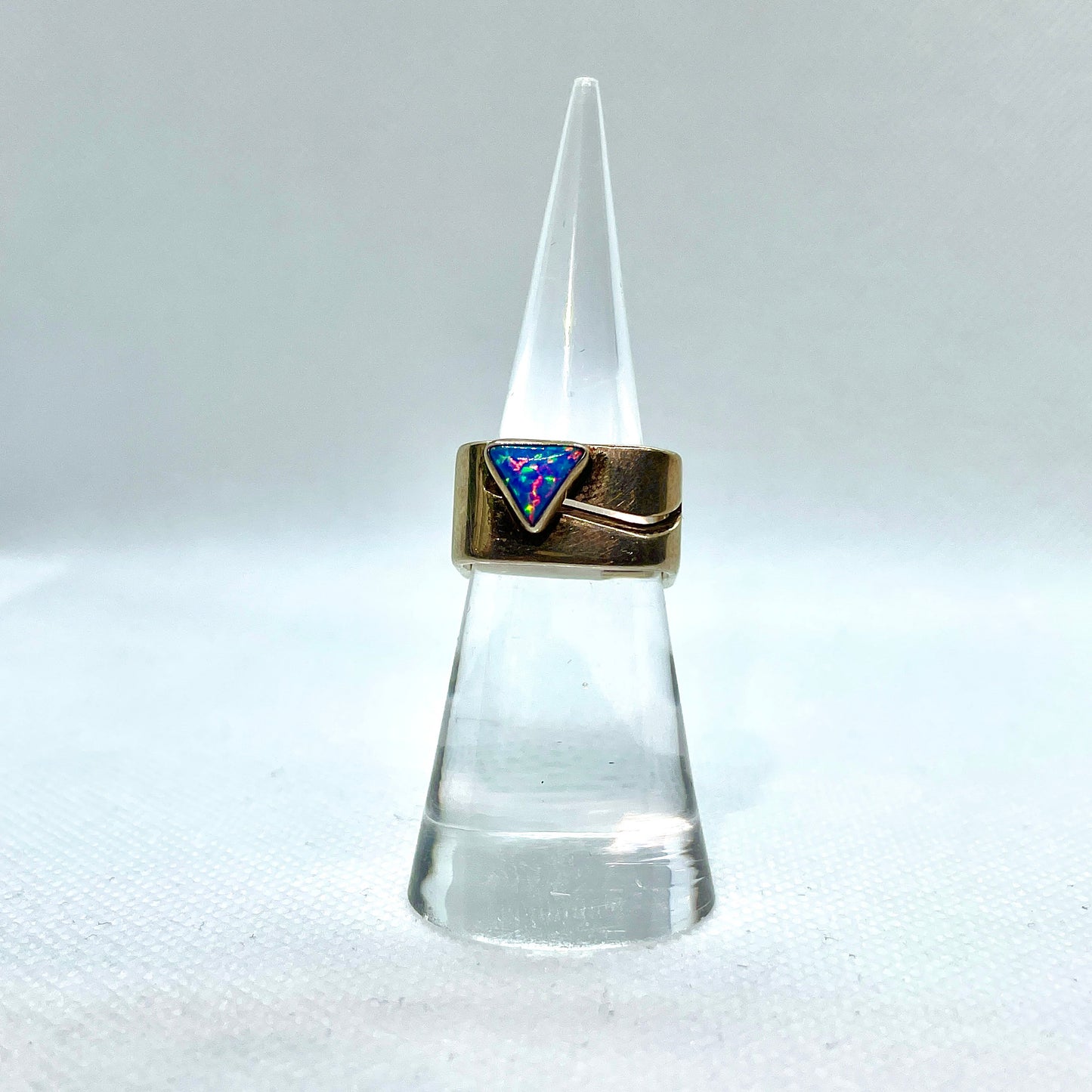 Aqua Opal Square Silver Ring