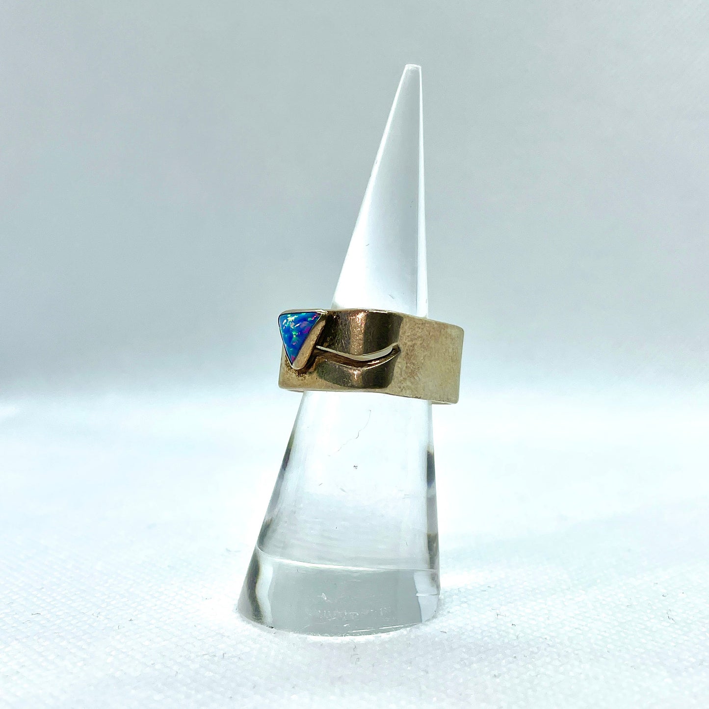 Aqua Opal Square Silver Ring