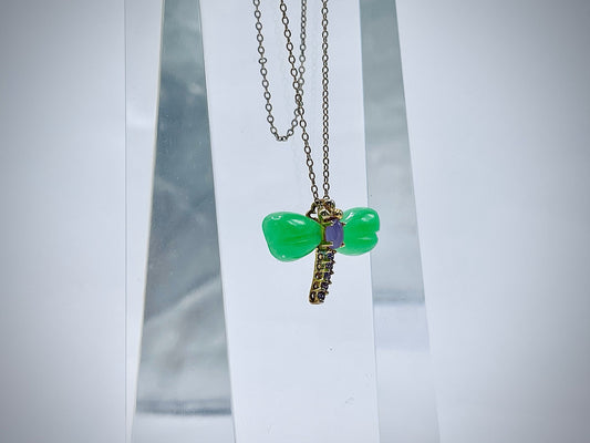 Sterling Silver Jade Dragonfly Pendant